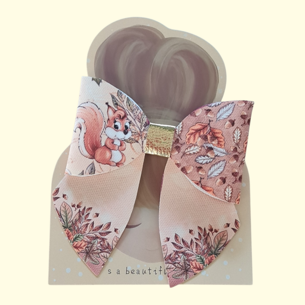 Autumn Squirrel Sailor Hair Bow