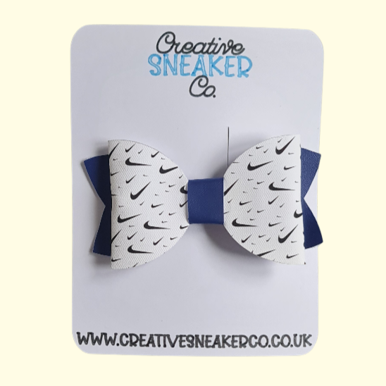 Swoosh Navy Glitter Hair Bow