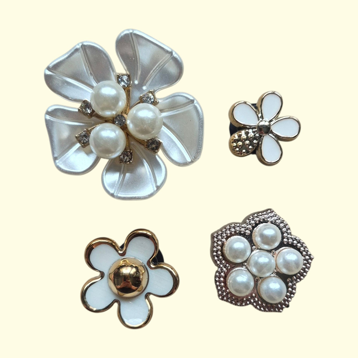 Gold Bling Flower Crocs Charms x4