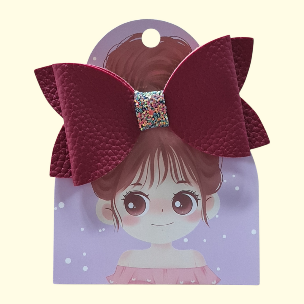 Wine Hair Bow