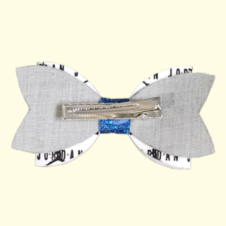 Jumpman Blue Chunky Glitter Hair Bow