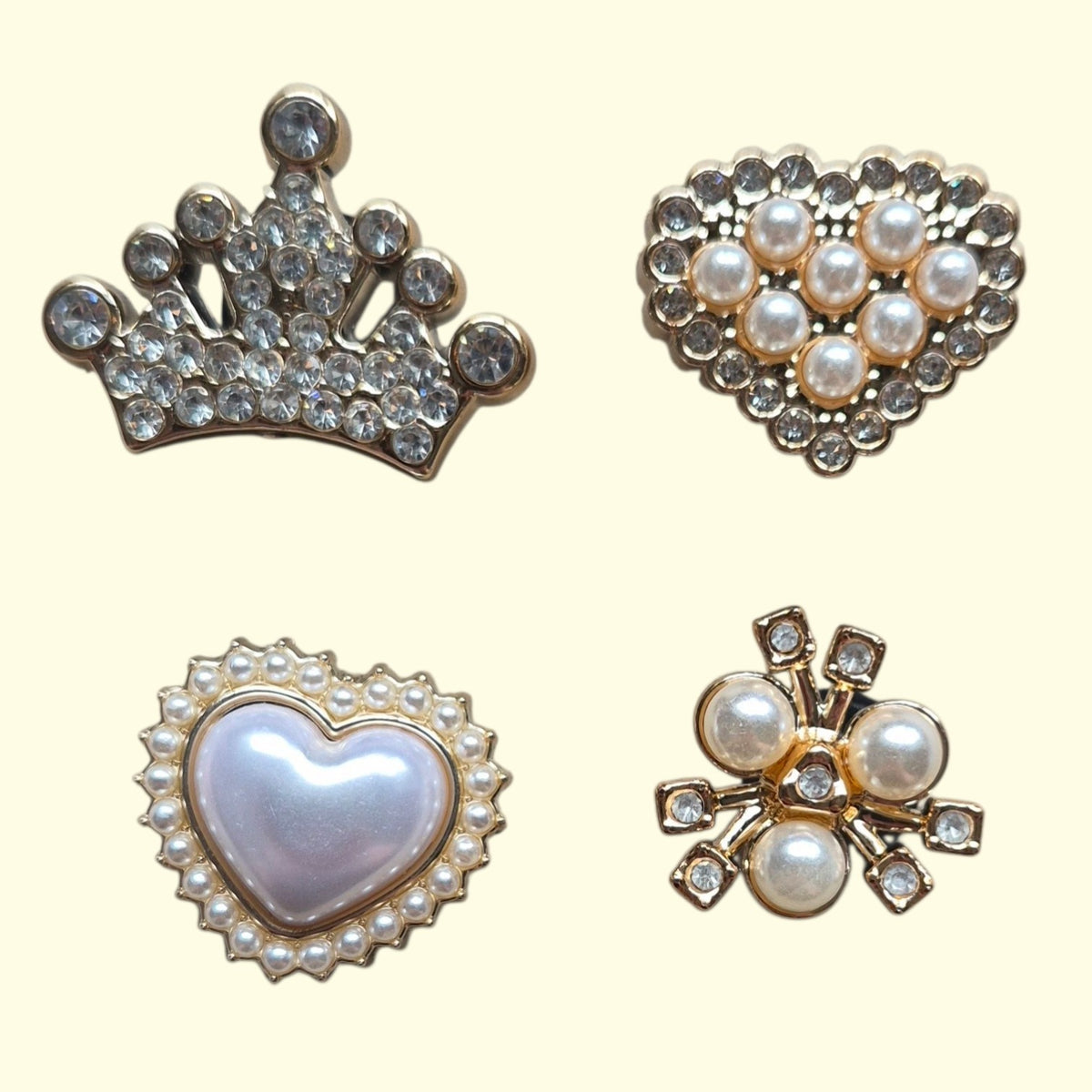 Gold Bling Tiara Crocs Charms x4