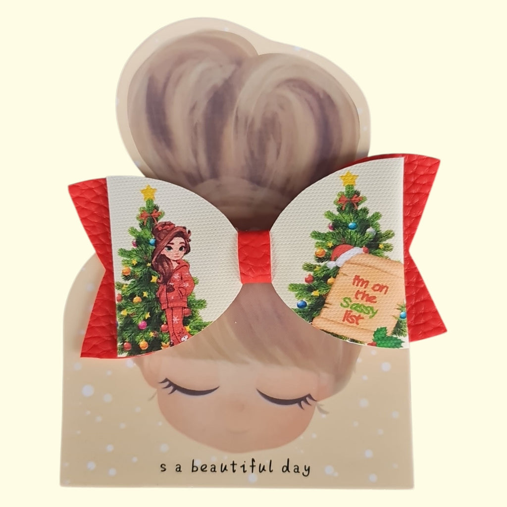 Christmas Sassy List Standard Hair Bow