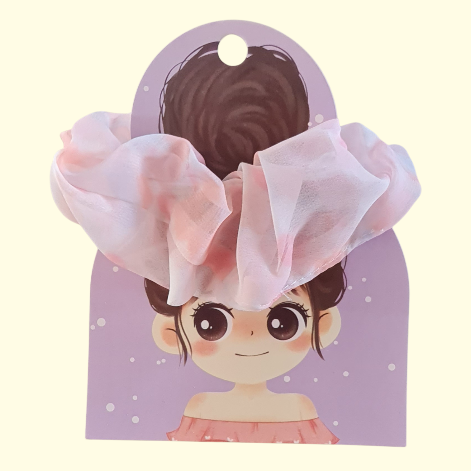 Puff Pink Print Hair Scrunchie