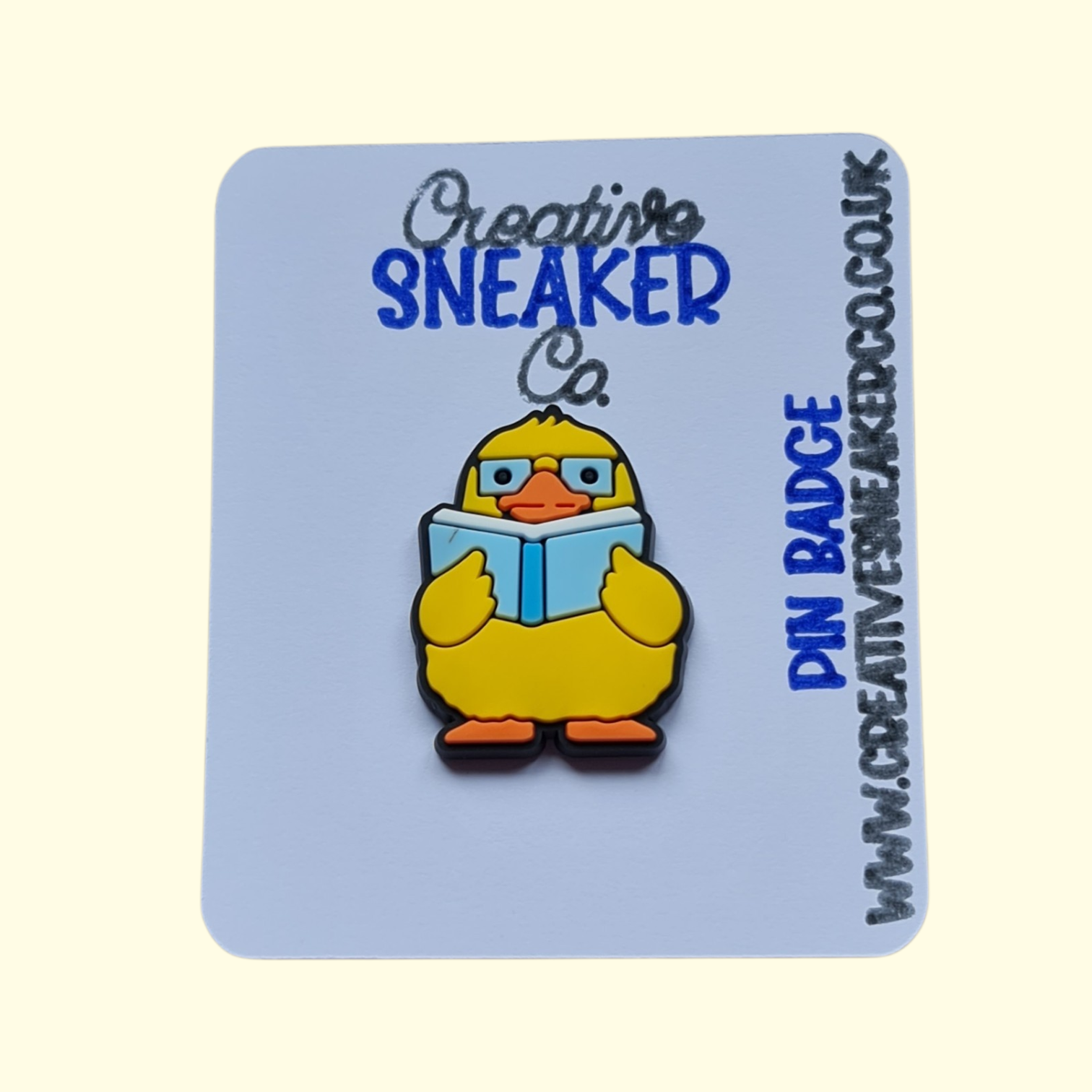 Duck Reading Book Pin Badge