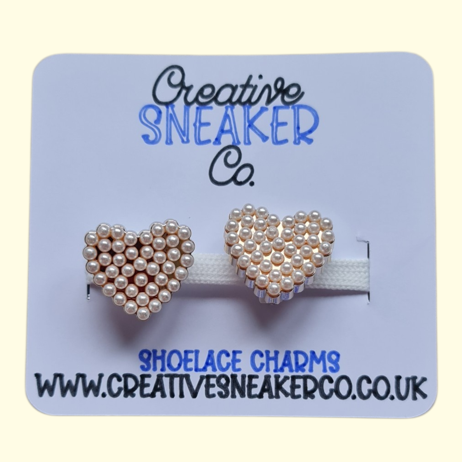 Gold Bling Pearl Heart Shoelace Charms