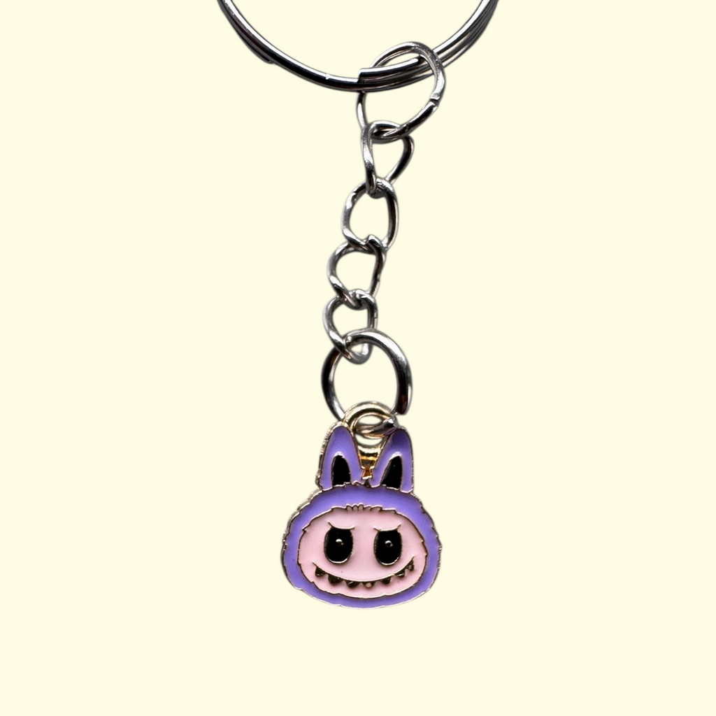 Labubu Face Purple Keyring