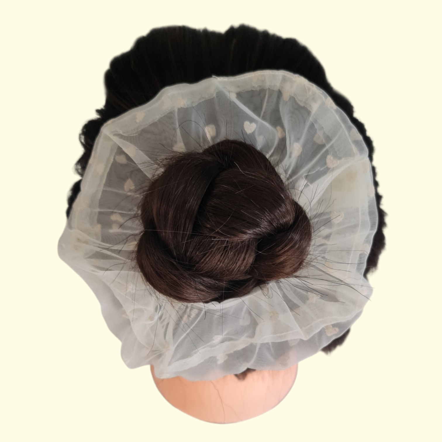 Puff Heart White Hair Scrunchie