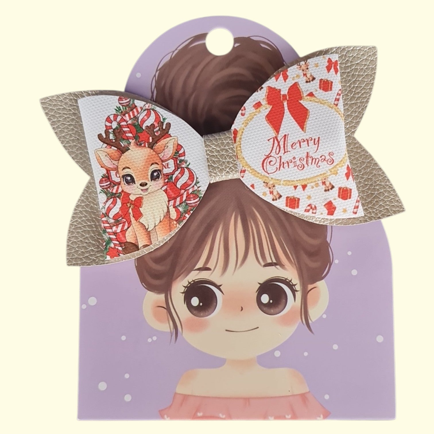 Gold Reindeer Standard Hair Bow