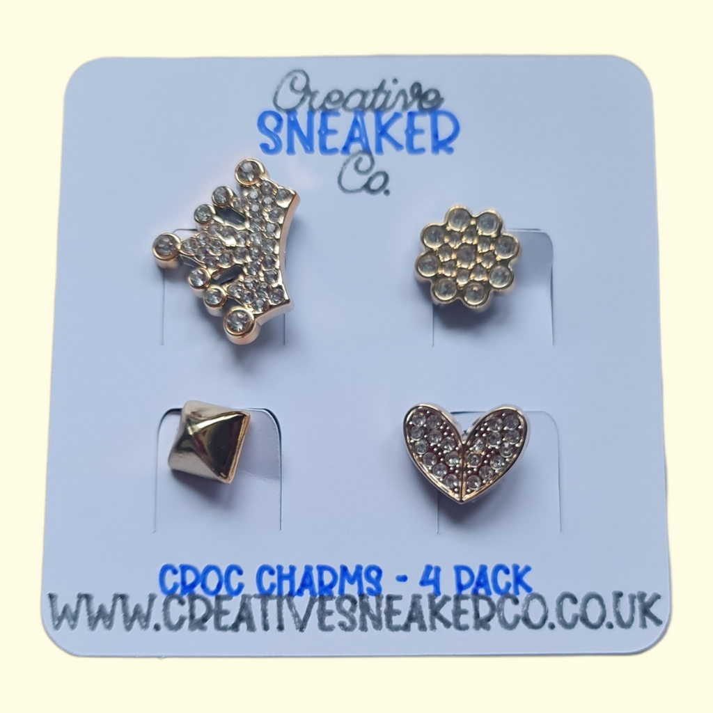 Gold Bling Tiara Crocs Charms x4