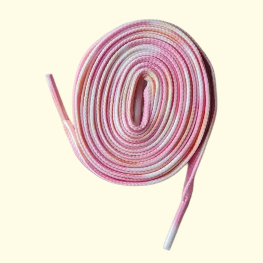 Tie Dye Flat Shoelaces 120cm Pink and Orange