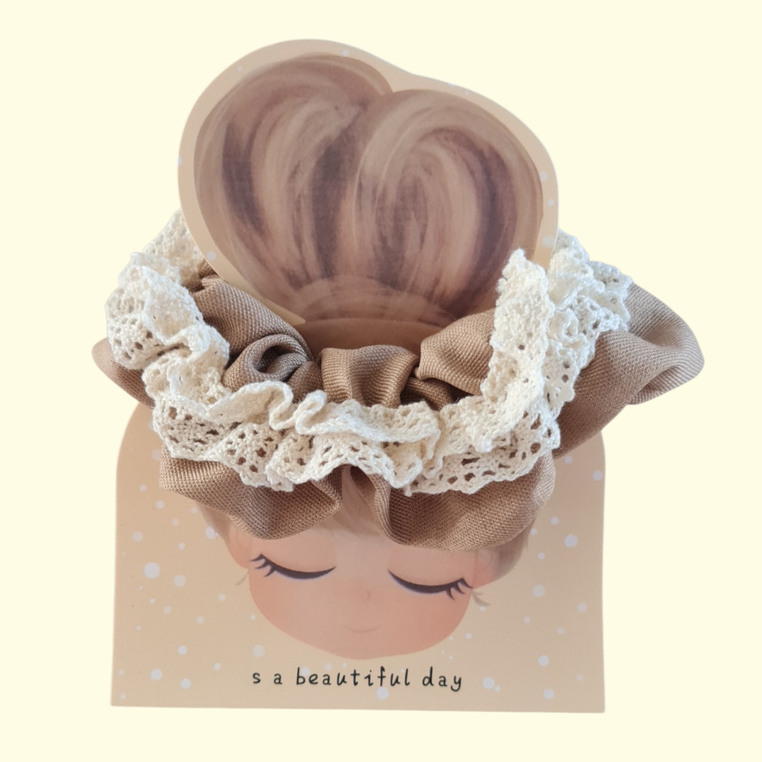 Lace Tan Hair Scrunchie