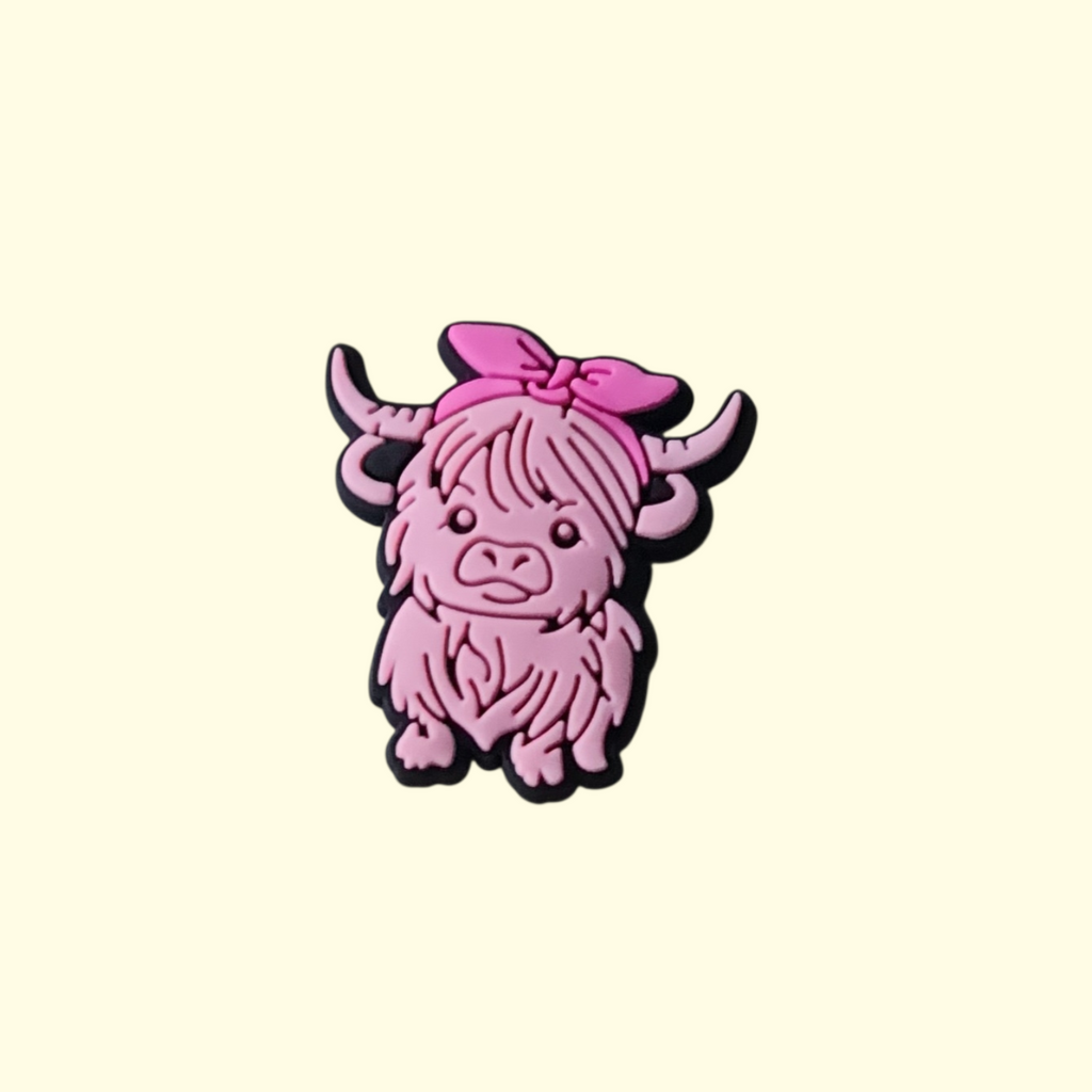 Highland Cows Bows Crocs Charms x4