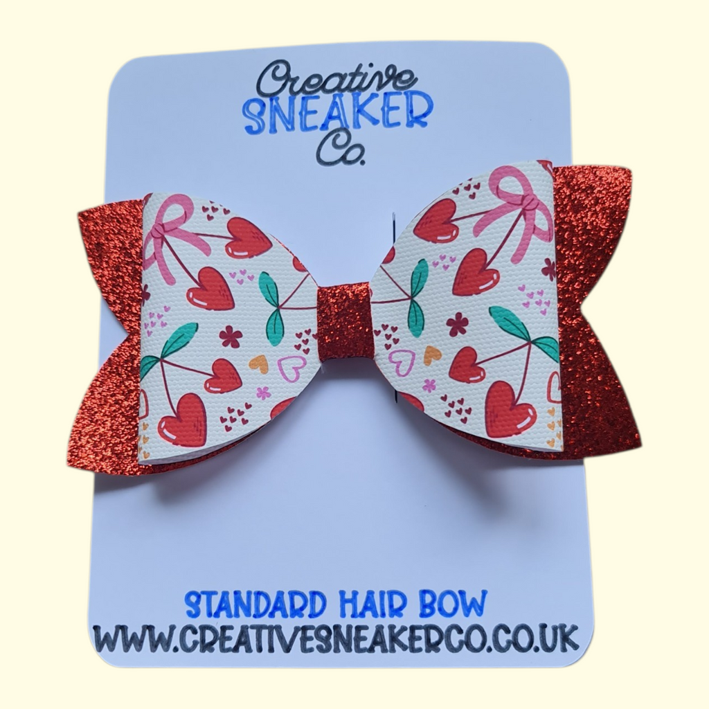 Cherry Heart Standard Hair Bow