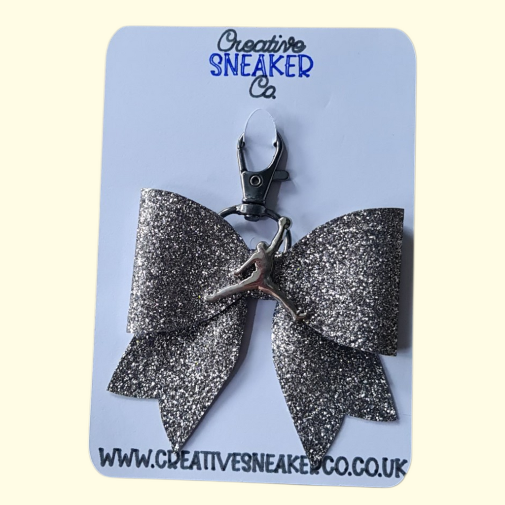 Charcoal Glitter Silver Jumpman Bag Charm