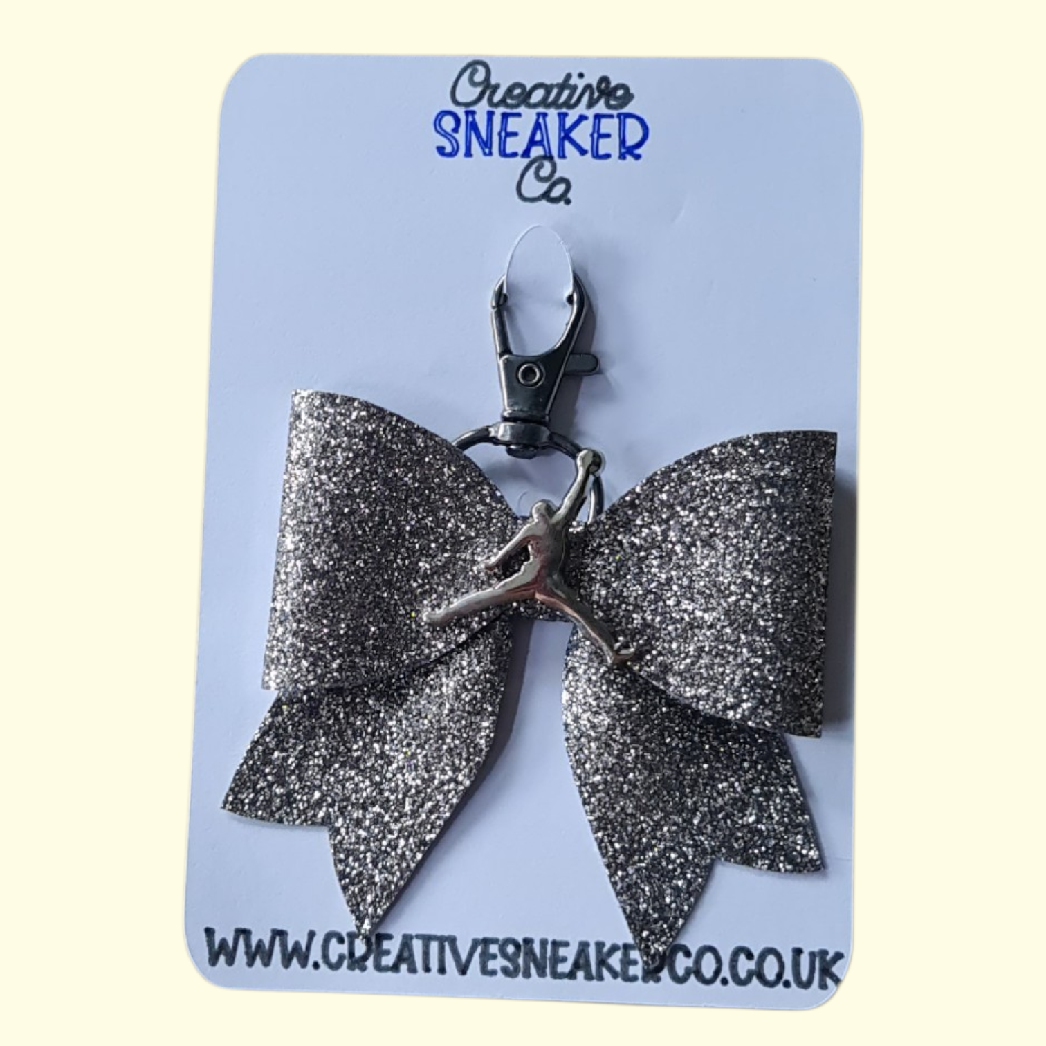 Charcoal Glitter Silver Jumpman Bag Charm