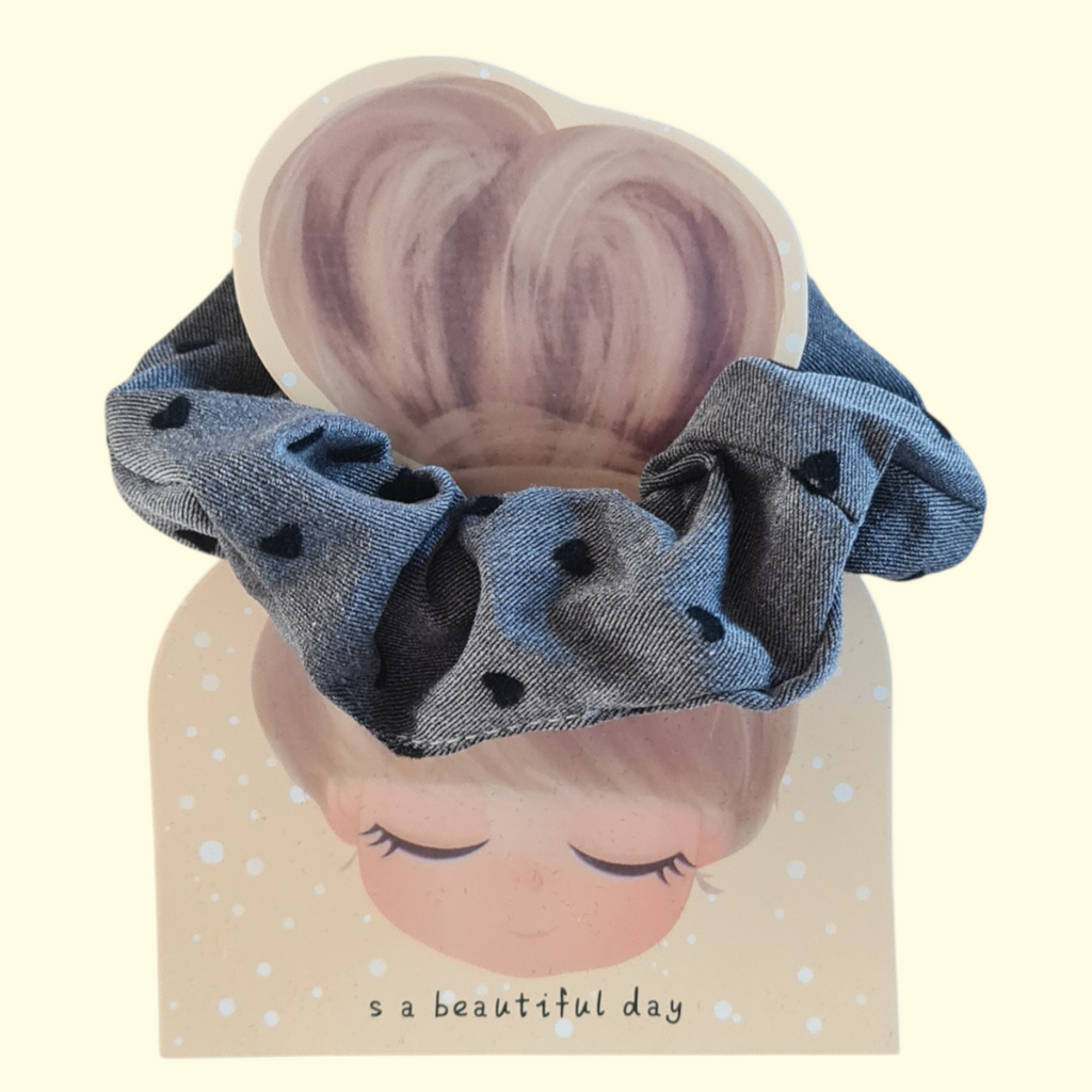Grey Heart Hair Scrunchie