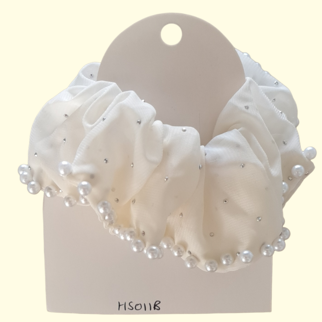 Puff Pearl White Hair Scrunchie
