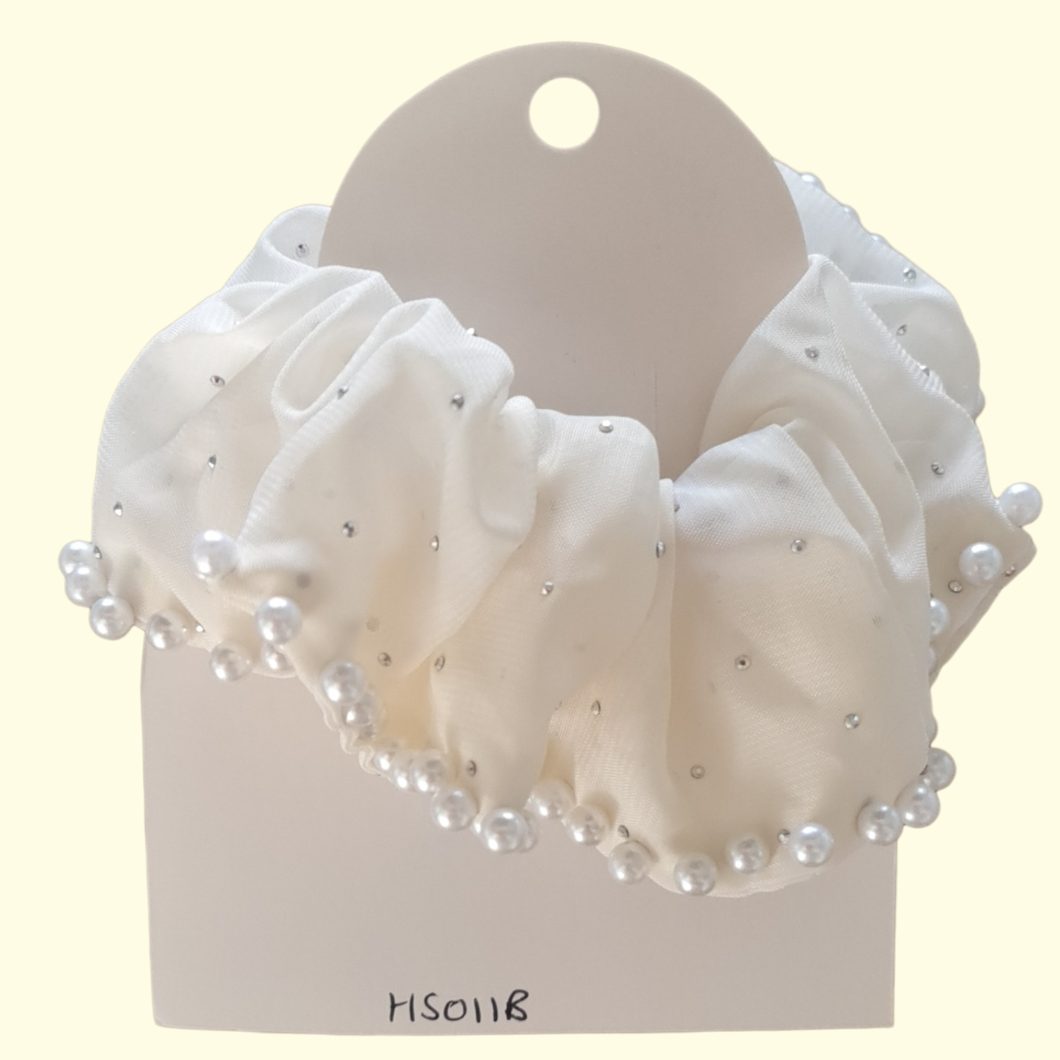 Puff Pearl White Hair Scrunchie