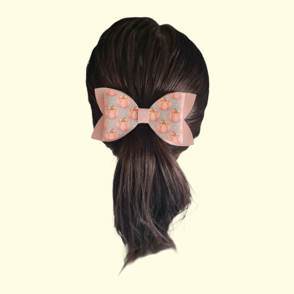 Autumn Pink Pumpkin Hair Bow