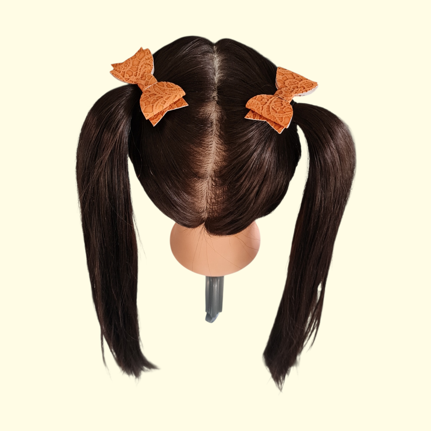 Lace Orange Hair Bow x2