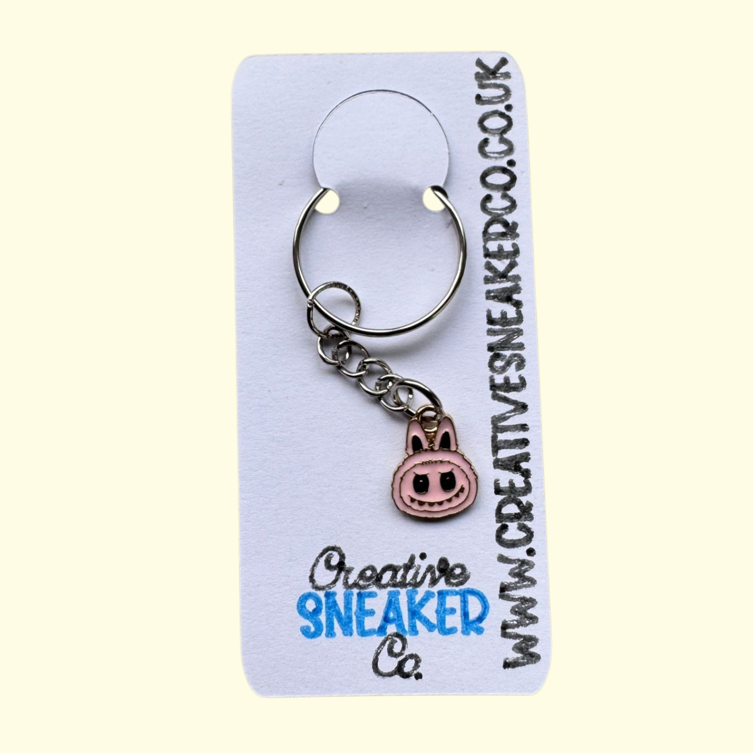 Labubu Face Pale Pink Keyring