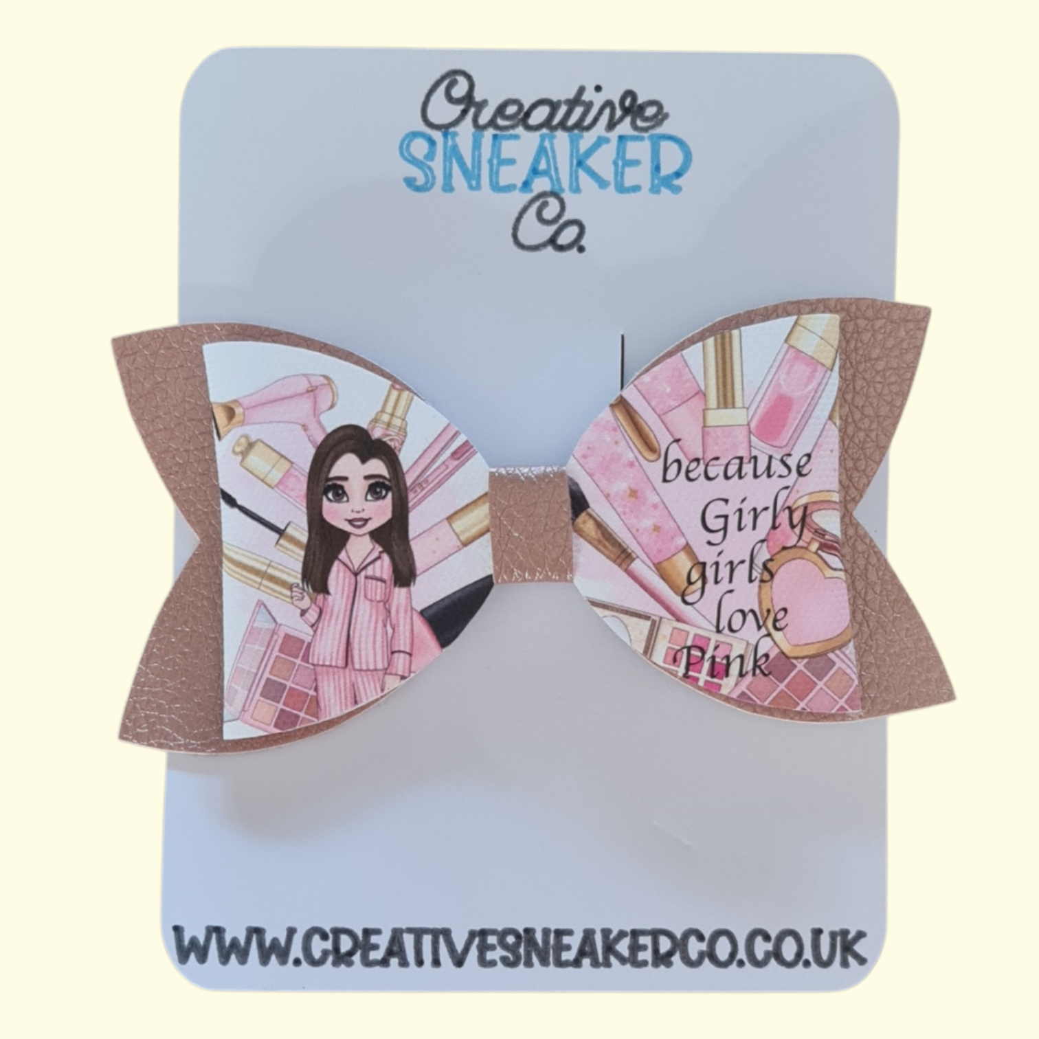 Girly Pink Brunette Hair Bow