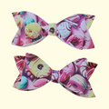 Donut Pink Hair Bow x2