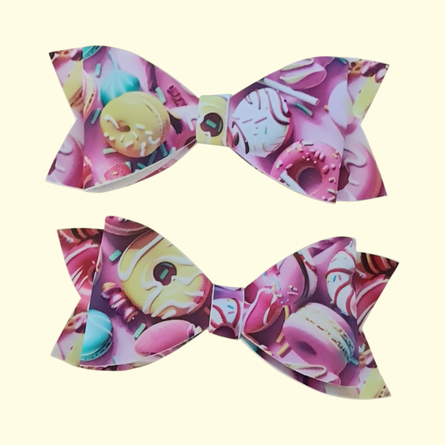 Donut Pink Hair Bow x2