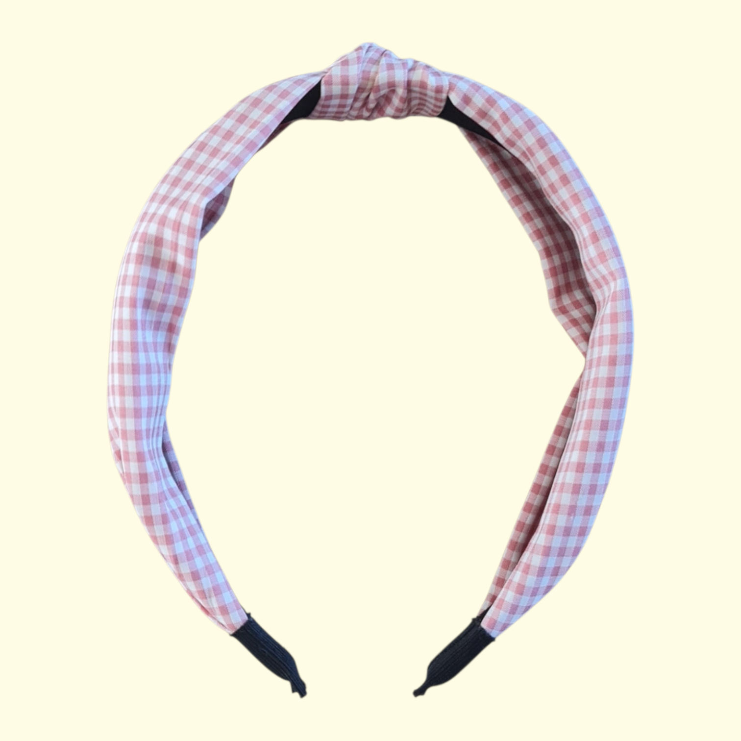 Gingham Pink Knot Headband