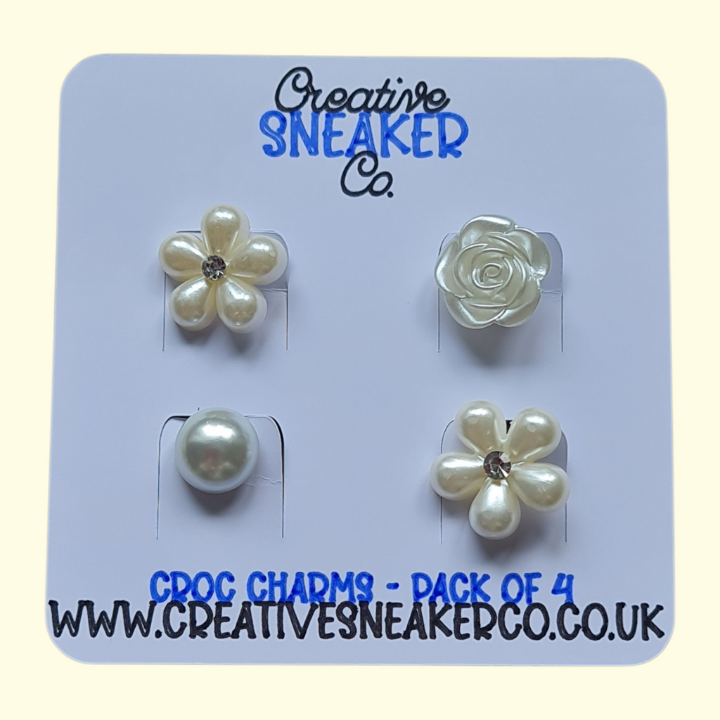 Pearl Flower Crocs Charms x4