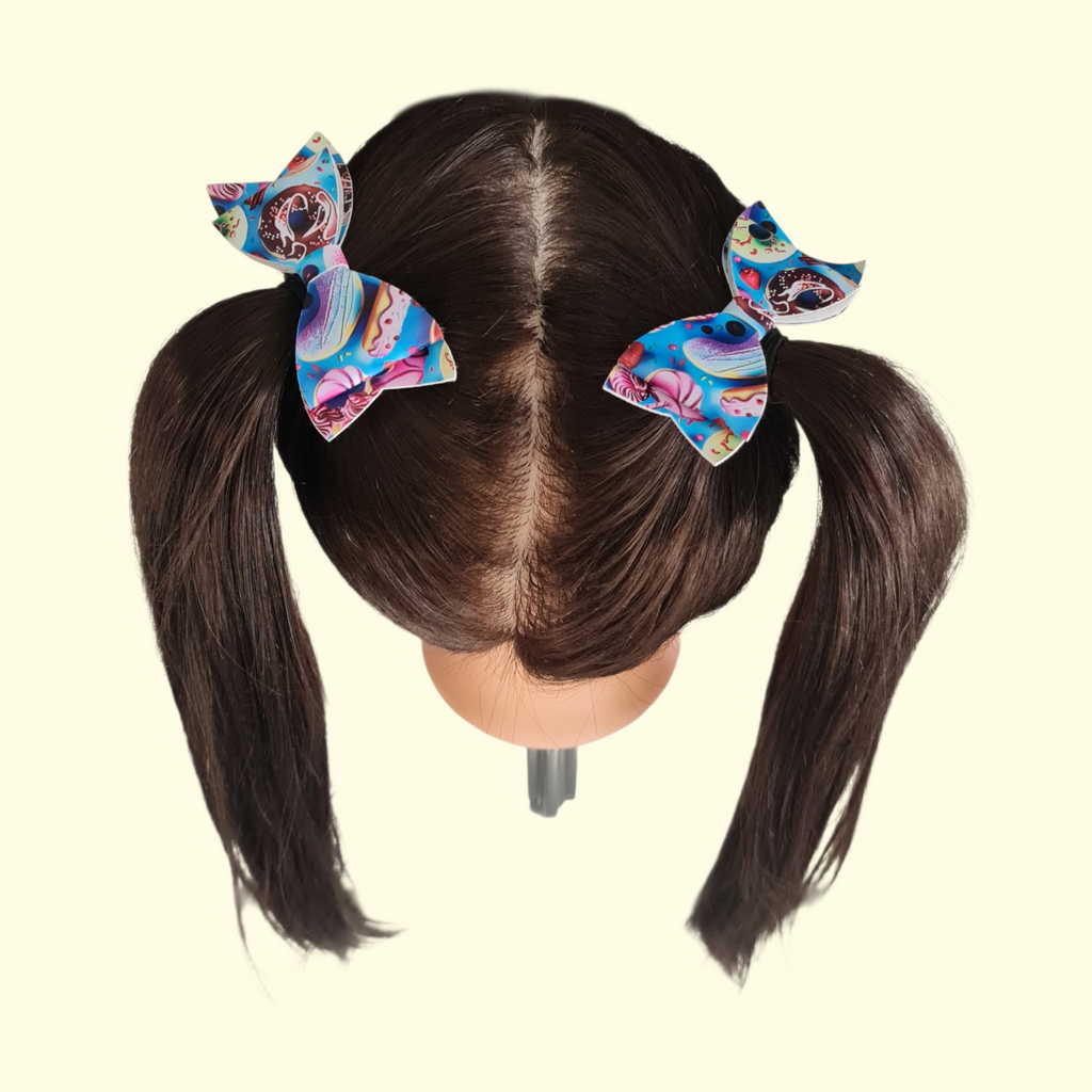 Donut Blue Hair Bow x2