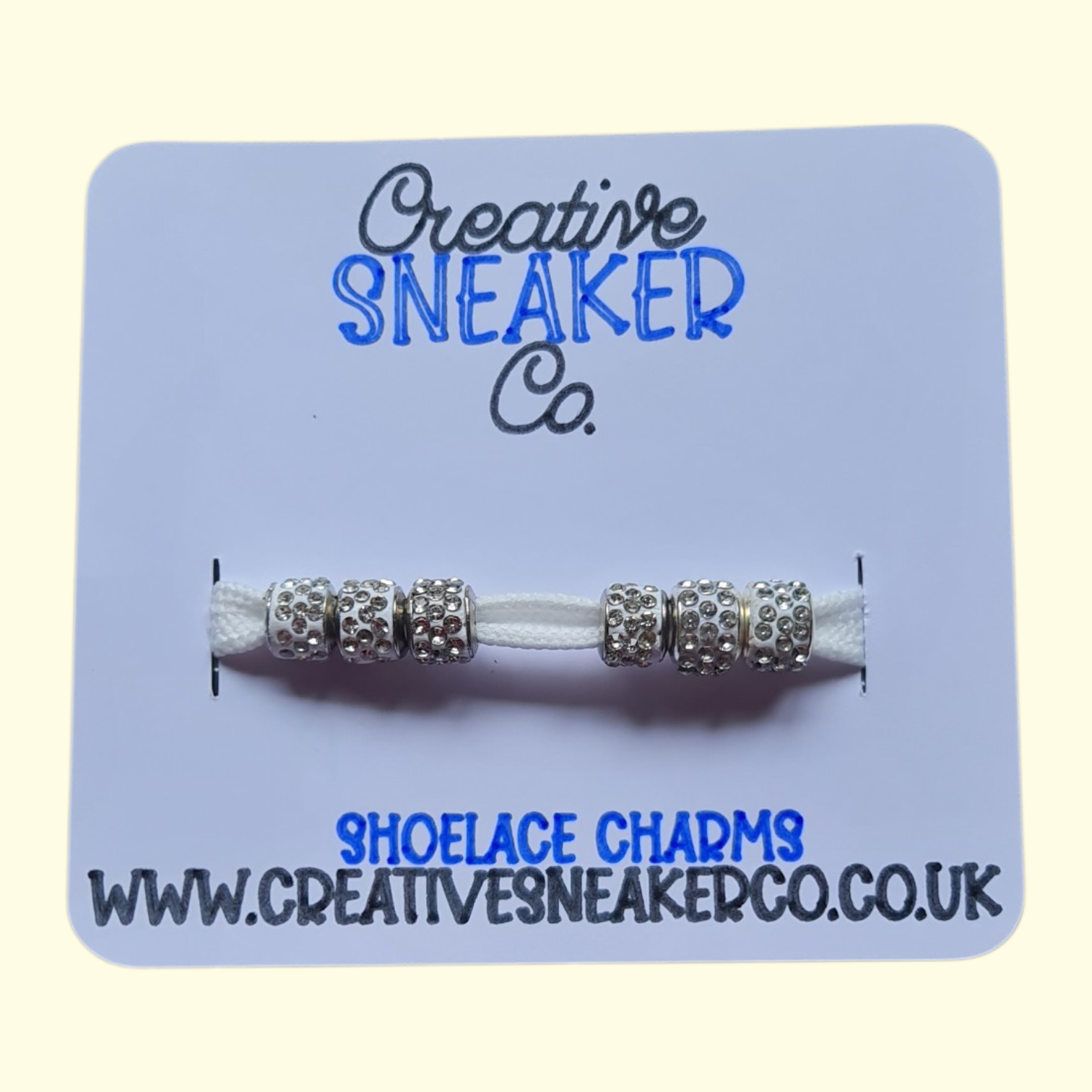 Silver Bling Diamanté Spacer Shoelace Charms