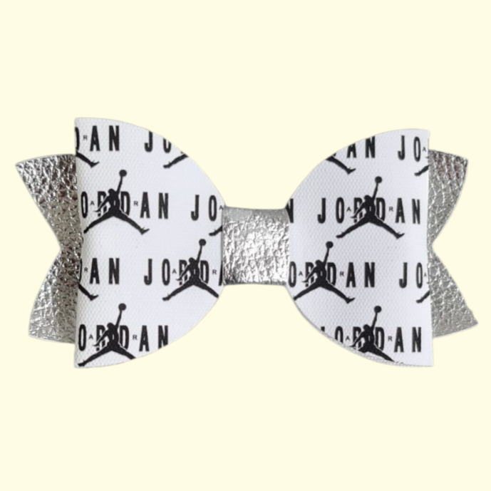 Jumpman Silver Patent Hair Bow