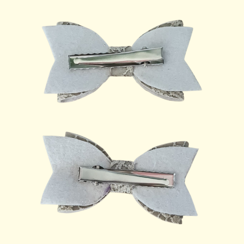Lace Khaki Hair Bow x2
