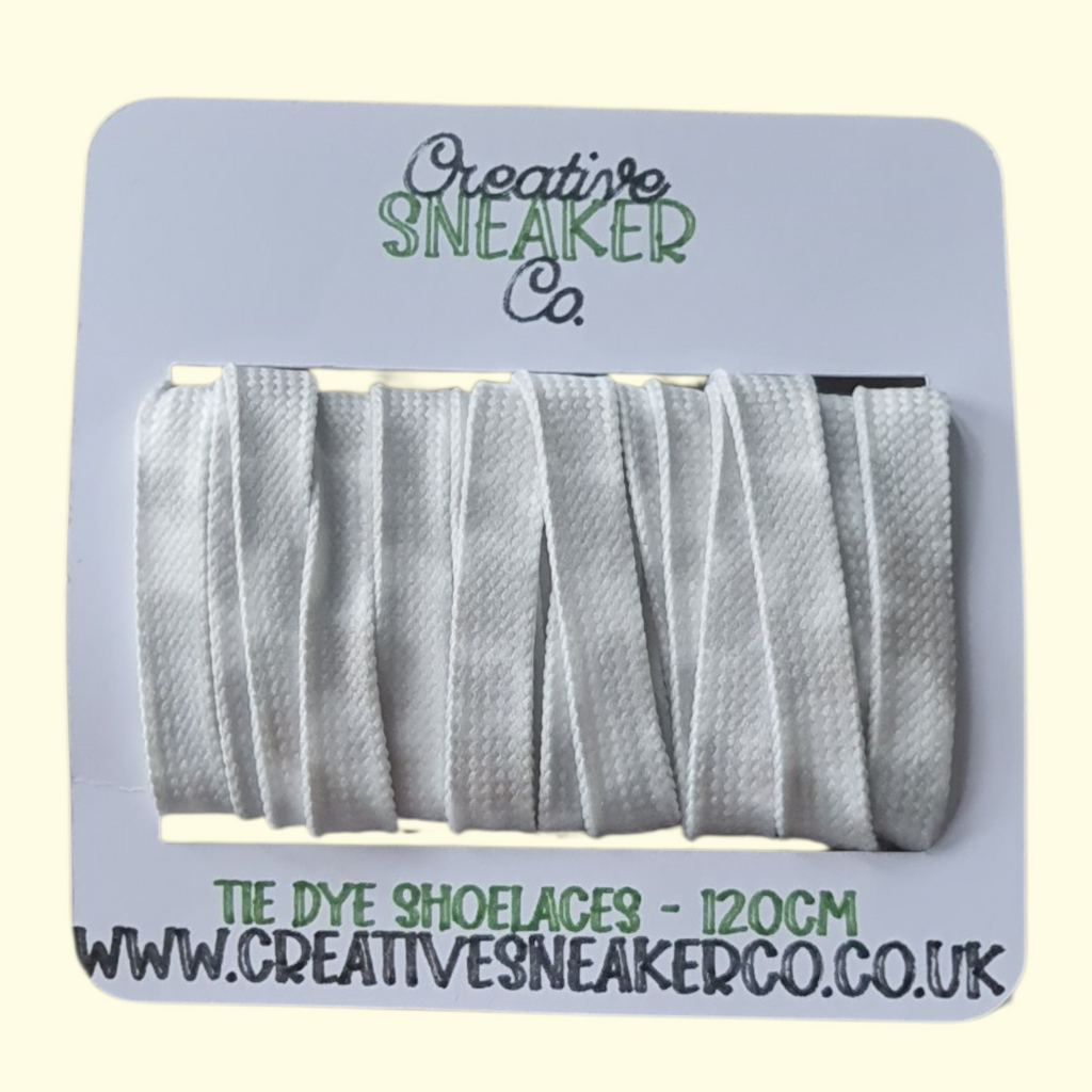 Tie Dye Flat Shoelaces 120cm Grey and White