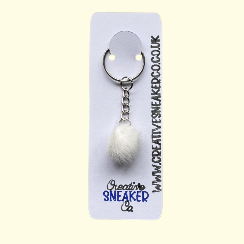 Pom Pom White Keyring