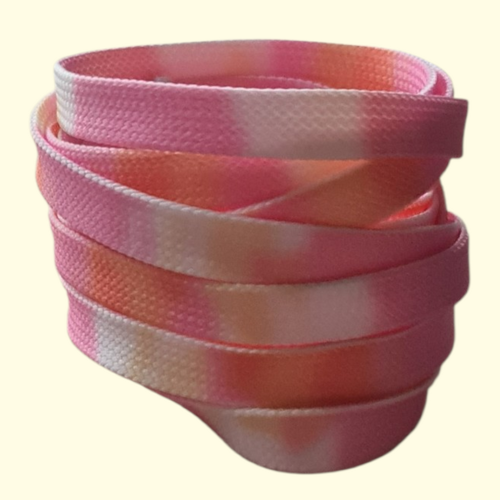 Tie Dye Flat Shoelaces 120cm Pink and Orange