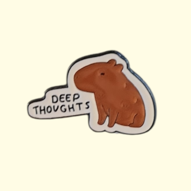 Capybara Deep Thoughts Pin Badge