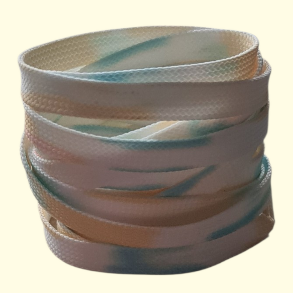 Tie Dye Flat Shoelaces 120cm Yellow and Blue