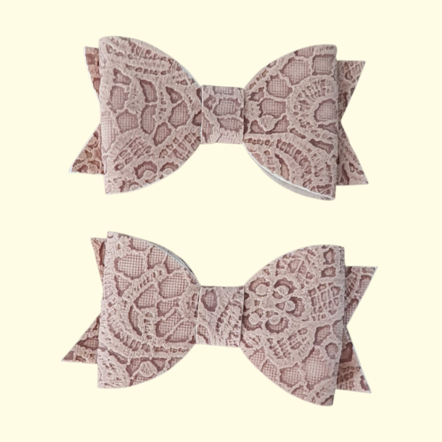 Lace Beige Hair Bow x2