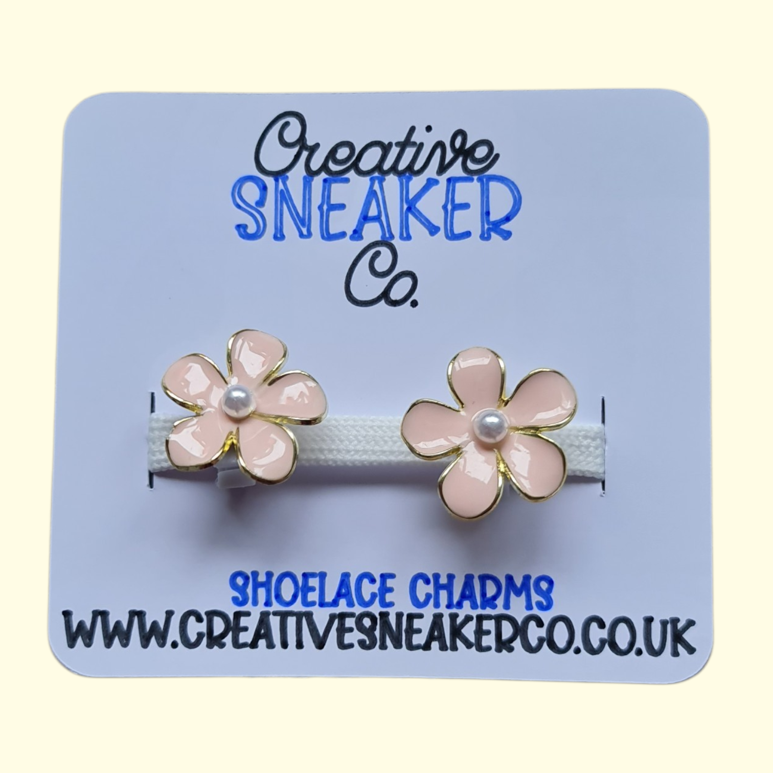 Gold Bling Pink Flower Shoelace Charms