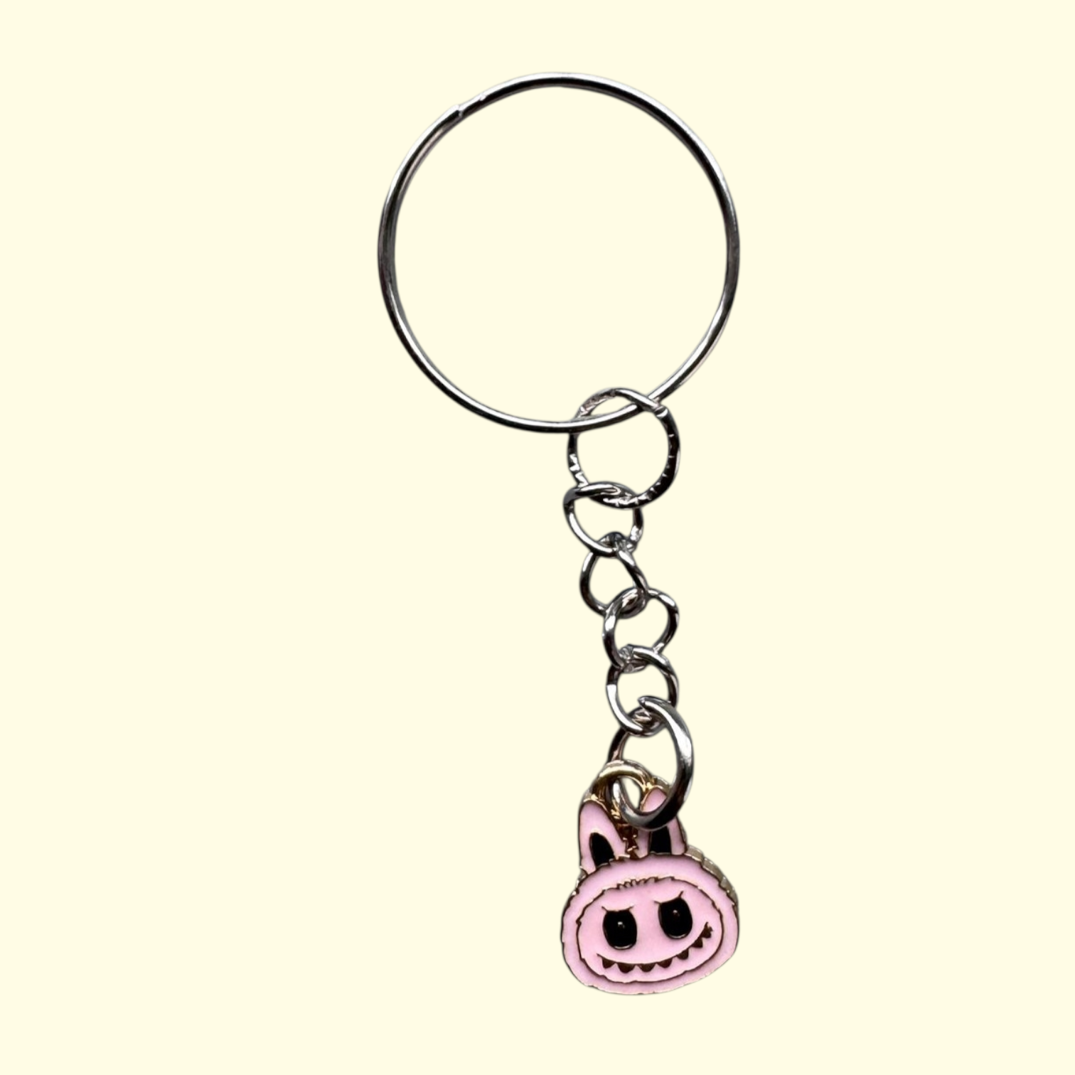 Labubu Face Pale Pink Keyring