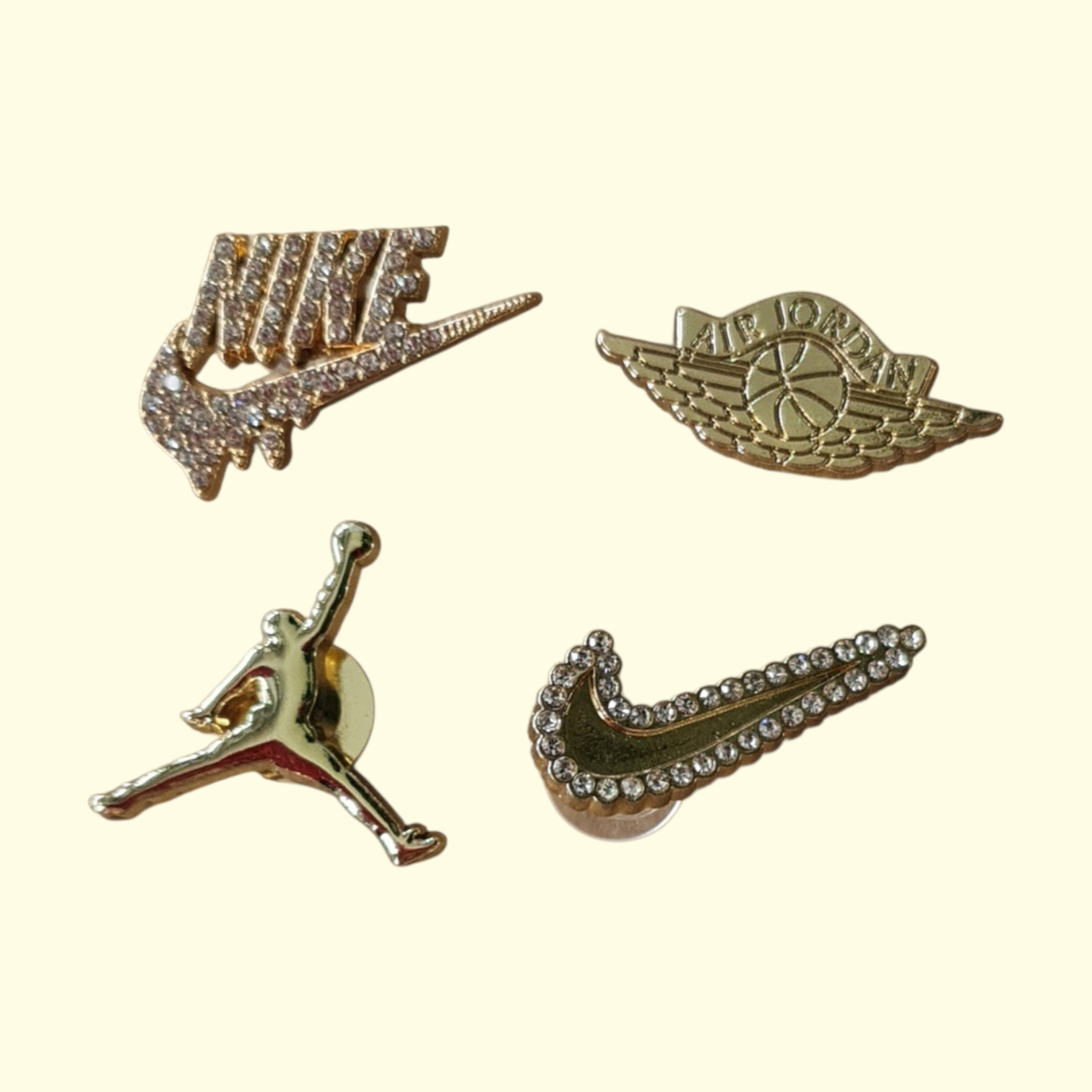 Gold Jumpman Bling Crocs Charms x4