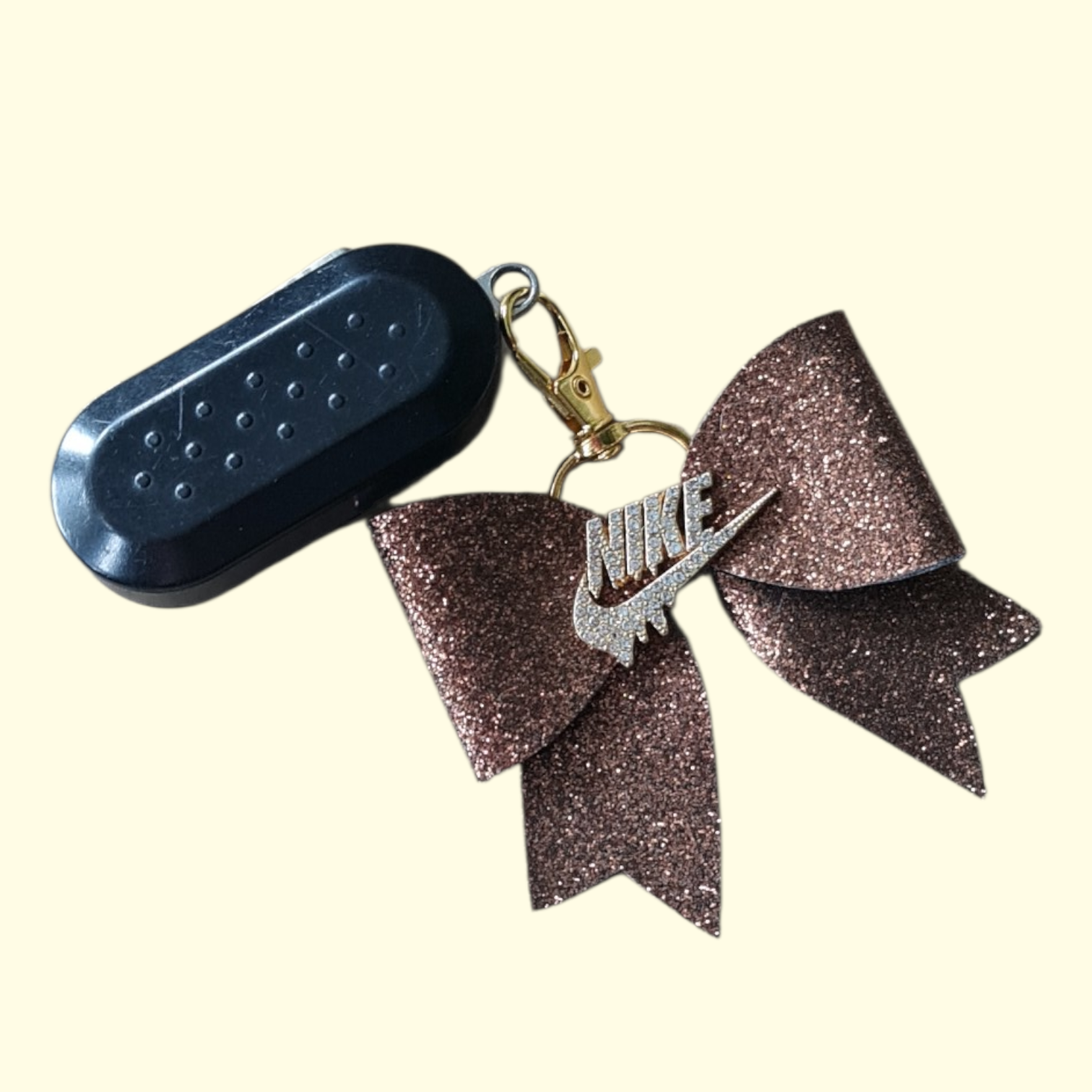 Brown Glitter Gold Nike Swoosh Bag Charm