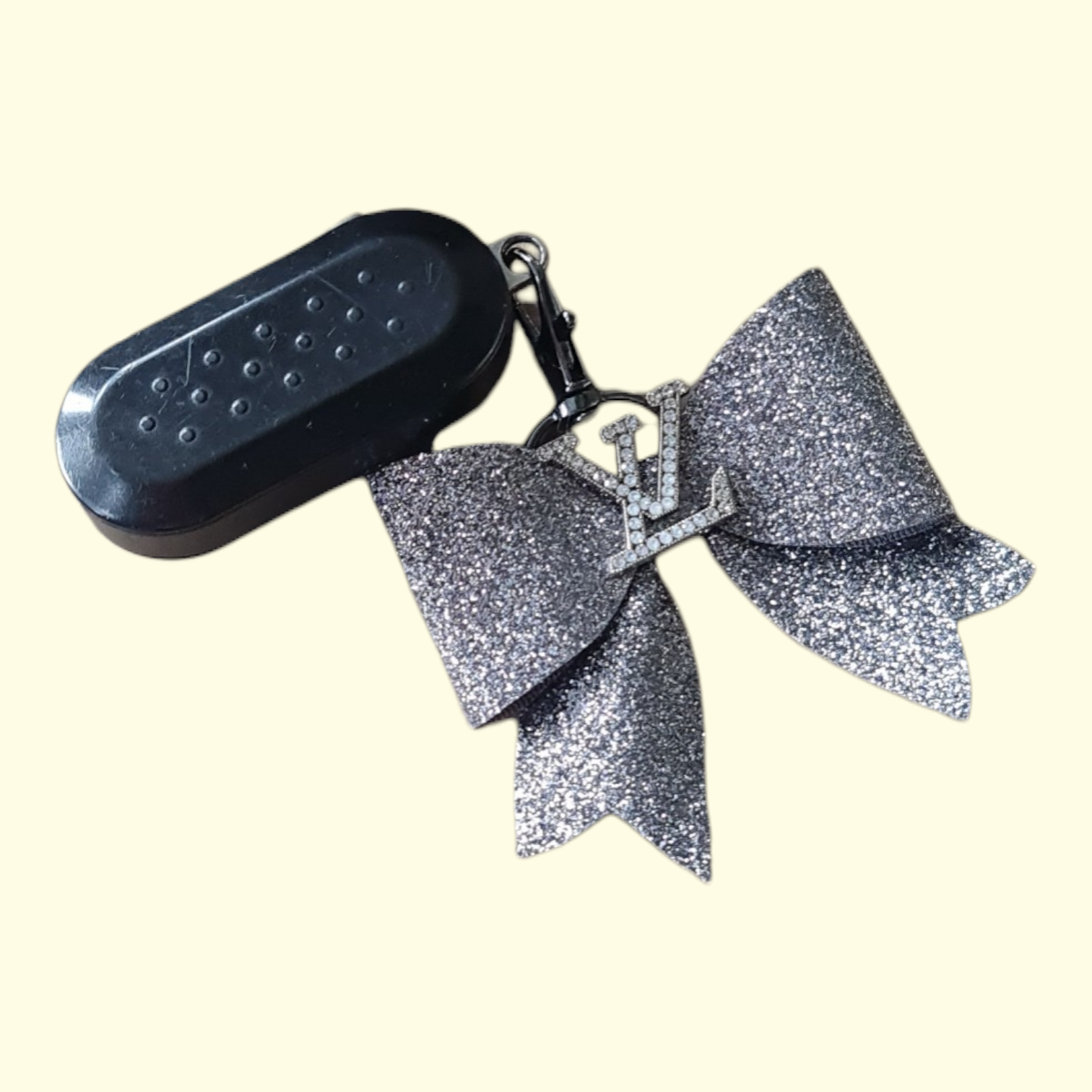 Charcoal Glitter Silver LV Bag Charm