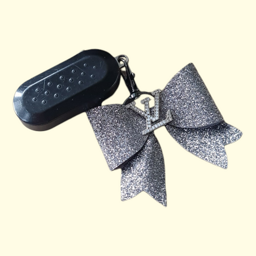 Charcoal Glitter Silver LV Bag Charm