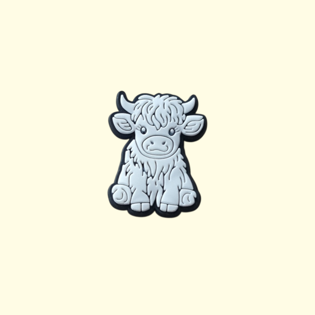 Highland Cows White Crocs Charms x4