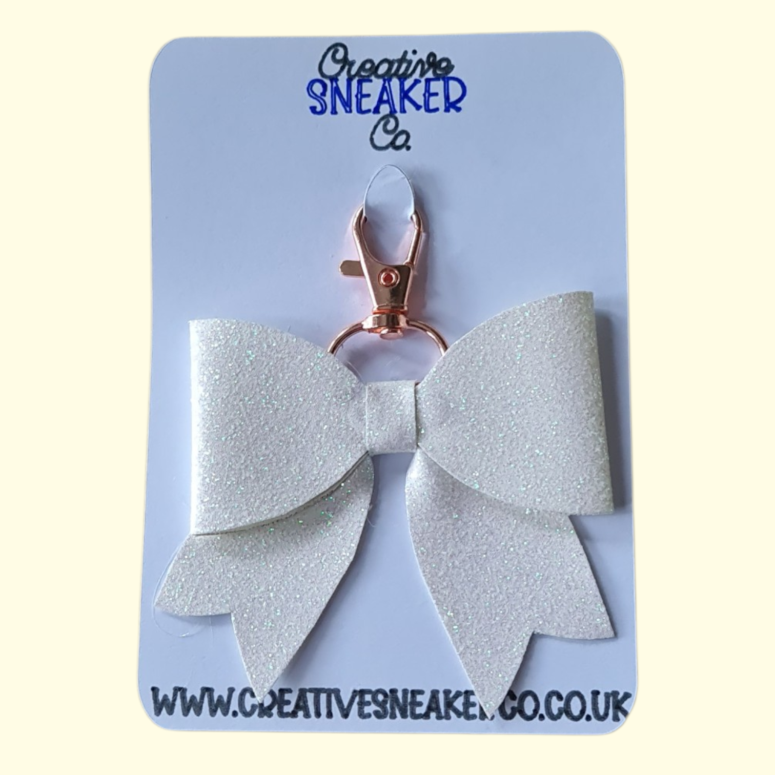 White Glitter Bag Charm