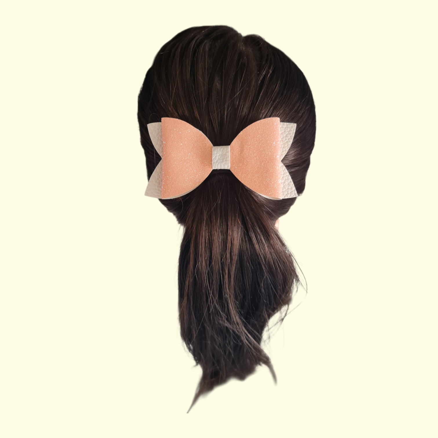 Peach Glitter Hair Bow